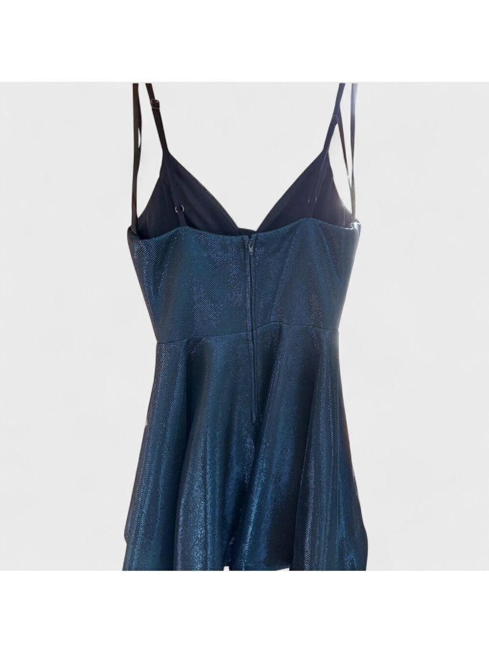 B Darlin-Shimmer flair dress. Navy metallic-1/2 juniors-NWT - Picture 3 of 4